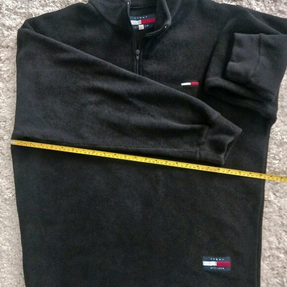 Tommy Hilfiger Mens Pullover Sweater 1/4 Zipper Fleece Collar Size Large Black - Picture 10 of 10